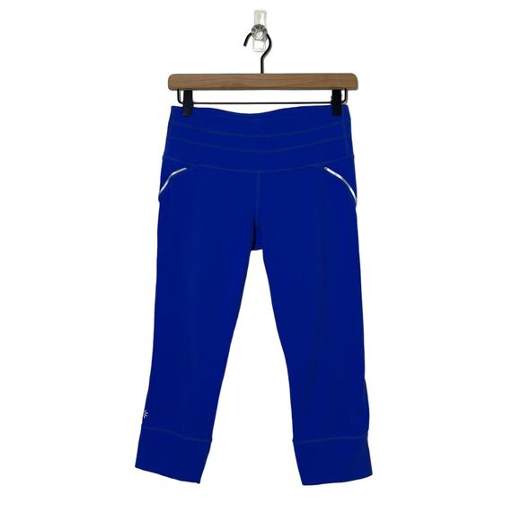 Athleta Relay Capri Leggings Womens Size Small Blue Mid Rise Athleisure Athletic - Picture 1 of 9